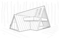 Linear sketch residental building - triangle forest cottage on white background