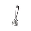 Linear sketch of a spatula for cooking in doodle style