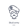 Linear skull army icon from Army and war outline collection. Thin line skull army vector isolated on white background. skull army