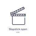 Linear slapstick open icon from Cinema outline collection. Thin line slapstick open icon isolated on white background. slapstick