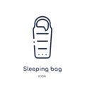 Linear sleeping bag icon from Camping outline collection. Thin line sleeping bag vector isolated on white background. sleeping bag