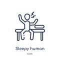 Linear sleepy human icon from Feelings outline collection. Thin line sleepy human vector isolated on white background. sleepy