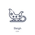 Linear sleigh icon from Christmas outline collection. Thin line sleigh vector isolated on white background. sleigh trendy