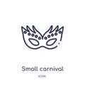 Linear small carnival mask icon from Cinema outline collection. Thin line small carnival mask vector isolated on white background