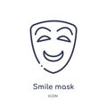 Linear smile mask icon from Cinema outline collection. Thin line smile mask vector isolated on white background. smile mask trendy Royalty Free Stock Photo