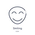 Linear smiling icon from Emotions outline collection. Thin line smiling vector isolated on white background. smiling trendy