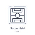 Linear soccer field icon from Football outline collection. Thin line soccer field vector isolated on white background. soccer