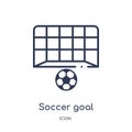 Linear soccer goal icon from Football outline collection. Thin line soccer goal vector isolated on white background. soccer goal