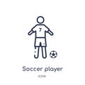 Linear soccer player icon from Football outline collection. Thin line soccer player vector isolated on white background. soccer