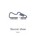 Linear soccer shoe icon from Clothes outline collection. Thin line soccer shoe vector isolated on white background. soccer shoe