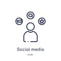 Linear social media specialist icon from General outline collection. Thin line social media specialist icon isolated on white