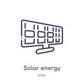 Linear solar energy icon from Ecology outline collection. Thin line solar energy vector isolated on white background. solar energy