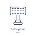 Linear solar panel icon from Electrian connections outline collection. Thin line solar panel vector isolated on white background.