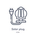 Linear solar plug icon from Ecology outline collection. Thin line solar plug vector isolated on white background. solar plug