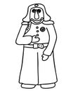 Linear soldier on white background. Character design. Patriotic illustration. Army uniform. The man in the form is drawn