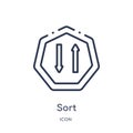 Linear sort icon from Arrows outline collection. Thin line sort vector isolated on white background. sort trendy illustration