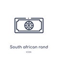 Linear south african rand icon from Africa outline collection. Thin line south african rand vector isolated on white background.
