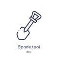 Linear spade tool icon from Construction tools outline collection. Thin line spade tool vector isolated on white background. spade