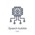 Linear speech bubble icon from Artificial intellegence and future technology outline collection. Thin line speech bubble vector