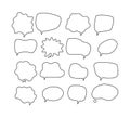 Linear speech bubbles. Scribe round shapes for comic magazine bubble talk vector collection