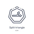 Linear split triangle icon from Arrows outline collection. Thin line split triangle vector isolated on white background. split