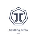 Linear splitting arrow icon from Arrows outline collection. Thin line splitting arrow vector isolated on white background.