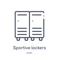 Linear sportive lockers icon from American football outline collection. Thin line sportive lockers vector isolated on white