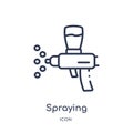 Linear spraying icon from Agriculture farming and gardening outline collection. Thin line spraying vector isolated on white