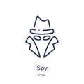 Linear spy icon from Internet security outline collection. Thin line spy icon isolated on white background. spy trendy