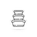Linear stack of plastic food containers Royalty Free Stock Photo