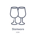 Linear stemware icon from Food outline collection. Thin line stemware icon isolated on white background. stemware trendy