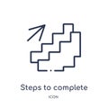 Linear steps to complete icon from Education outline collection. Thin line steps to complete vector isolated on white background.