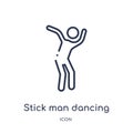 Linear stick man dancing icon from Behavior outline collection. Thin line stick man dancing vector isolated on white background.