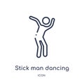 Linear stick man dancing icon from Behavior outline collection. Thin line stick man dancing vector isolated on white background.