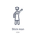 Linear stick man graduated icon from Behavior outline collection. Thin line stick man graduated vector isolated on white