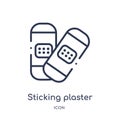 Linear sticking plaster icon from Medical outline collection. Thin line sticking plaster icon isolated on white background.