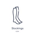 Linear stockings icon from Clothes outline collection. Thin line stockings vector isolated on white background. stockings trendy