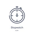 Linear stopwatch icon from American football outline collection. Thin line stopwatch vector isolated on white background.