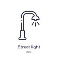 Linear street light icon from City elements outline collection. Thin line street light vector isolated on white background. street Royalty Free Stock Photo