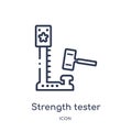 Linear strength tester icon from Circus outline collection. Thin line strength tester vector isolated on white background. Royalty Free Stock Photo