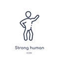 Linear strong human icon from Feelings outline collection. Thin line strong human vector isolated on white background. strong