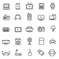 Linear style of electronics and gadget icons set