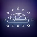 Linear style illustration of a sleeping cat