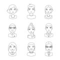 Linear style people icon set.