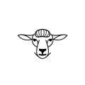 Linear stylized drawing - head of sheep or ram