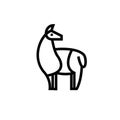 Linear stylized drawing of llama, alpaca or guanaco