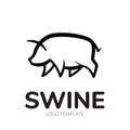 Linear stylized drawing of pig swine