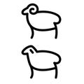 Linear stylized drawing of sheep or ram