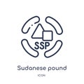 Linear sudanese pound icon from Africa outline collection. Thin line sudanese pound vector isolated on white background. sudanese