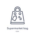 Linear supermarket bag icon from Business outline collection. Thin line supermarket bag icon isolated on white background.